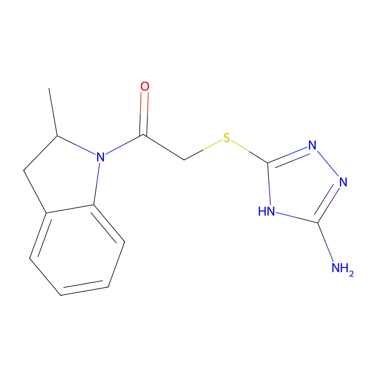 2-[(5-amino-4H-1,2,4-triazol-3-yl)sulfanyl]-1-(2-methyl-2,3-dihydro-1H-indol-1-yl)ethanone molecular structure, CAS 849189-50-0