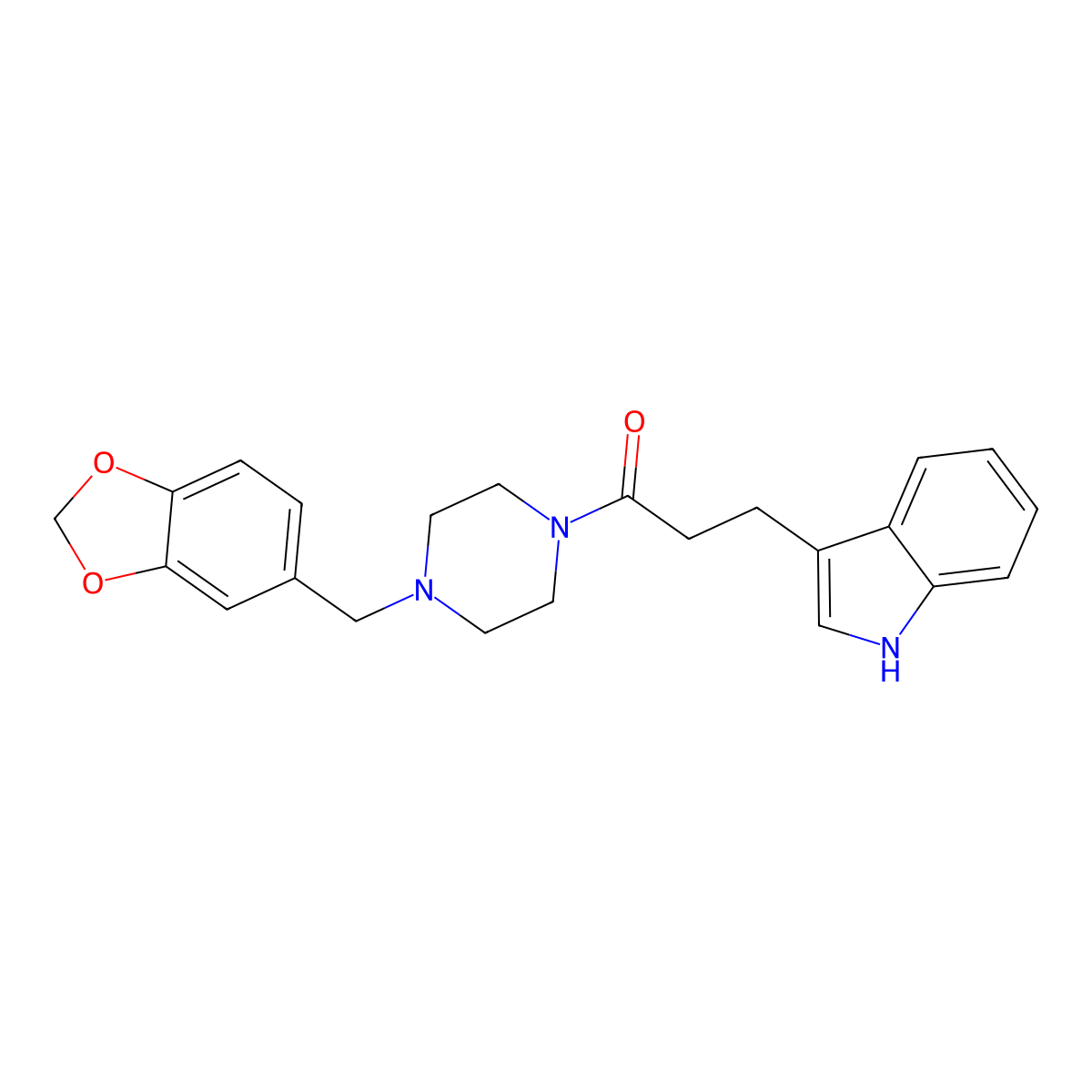 1-[4-(1,3-benzodioxol-5-ylmethyl)piperazin-1-yl]-3-(1H-indol-3-yl)propan-1-one molecular structure, CAS 849194-48-5