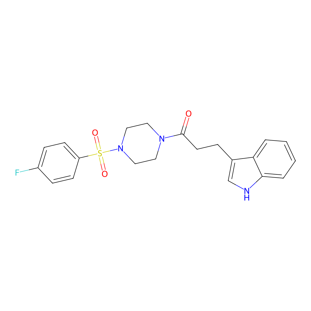 1-{4-[(4-fluorophenyl)sulfonyl]piperazin-1-yl}-3-(1H-indol-3-yl)propan-1-one molecular structure, CAS 849196-26-5