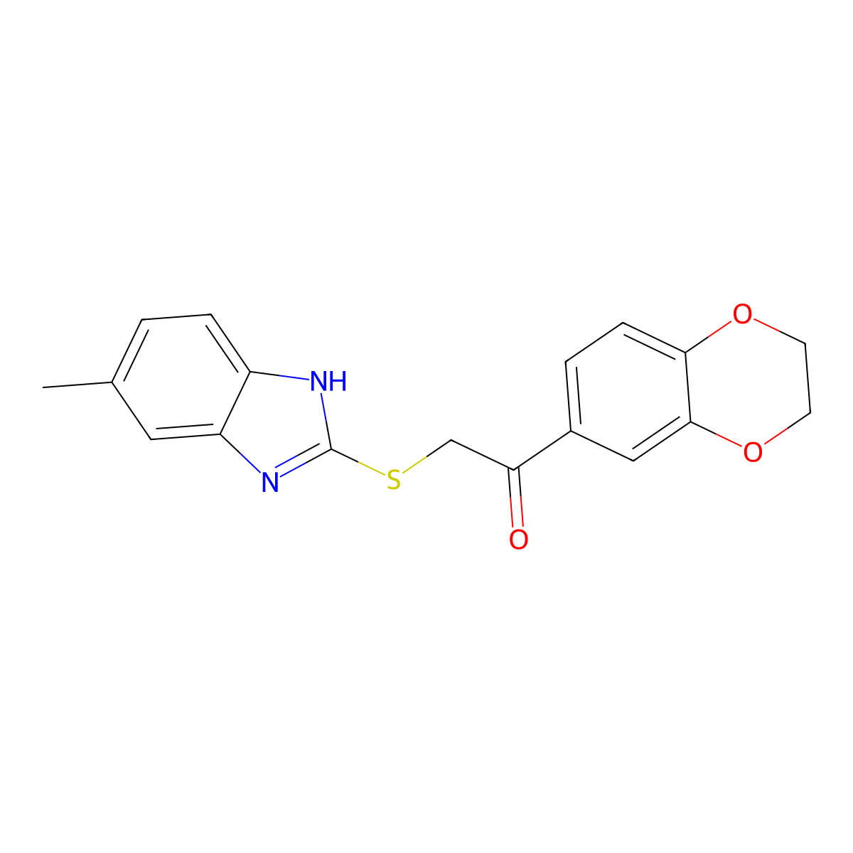 1-(2,3-dihydro-1,4-benzodioxin-6-yl)-2-[(5-methyl-1H-1,3-benzodiazol-2-yl)sulfanyl]ethan-1-one molecular structure, CAS 849198-05-6