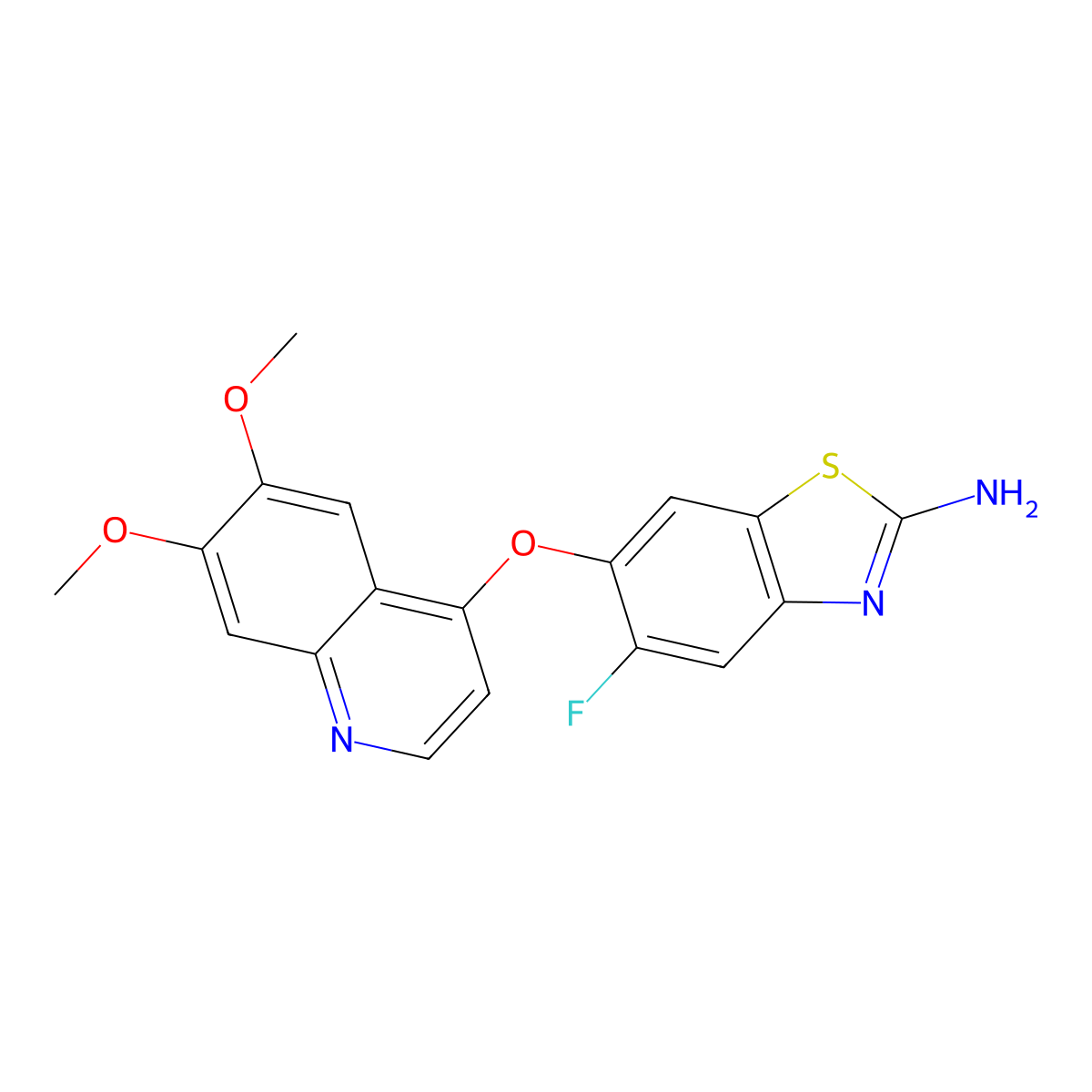 6-((6,7-Dimethoxyquinolin-4-yl)oxy)-5-fluorobenzo[d]thiazol-2-amine molecular structure, CAS 849217-30-7