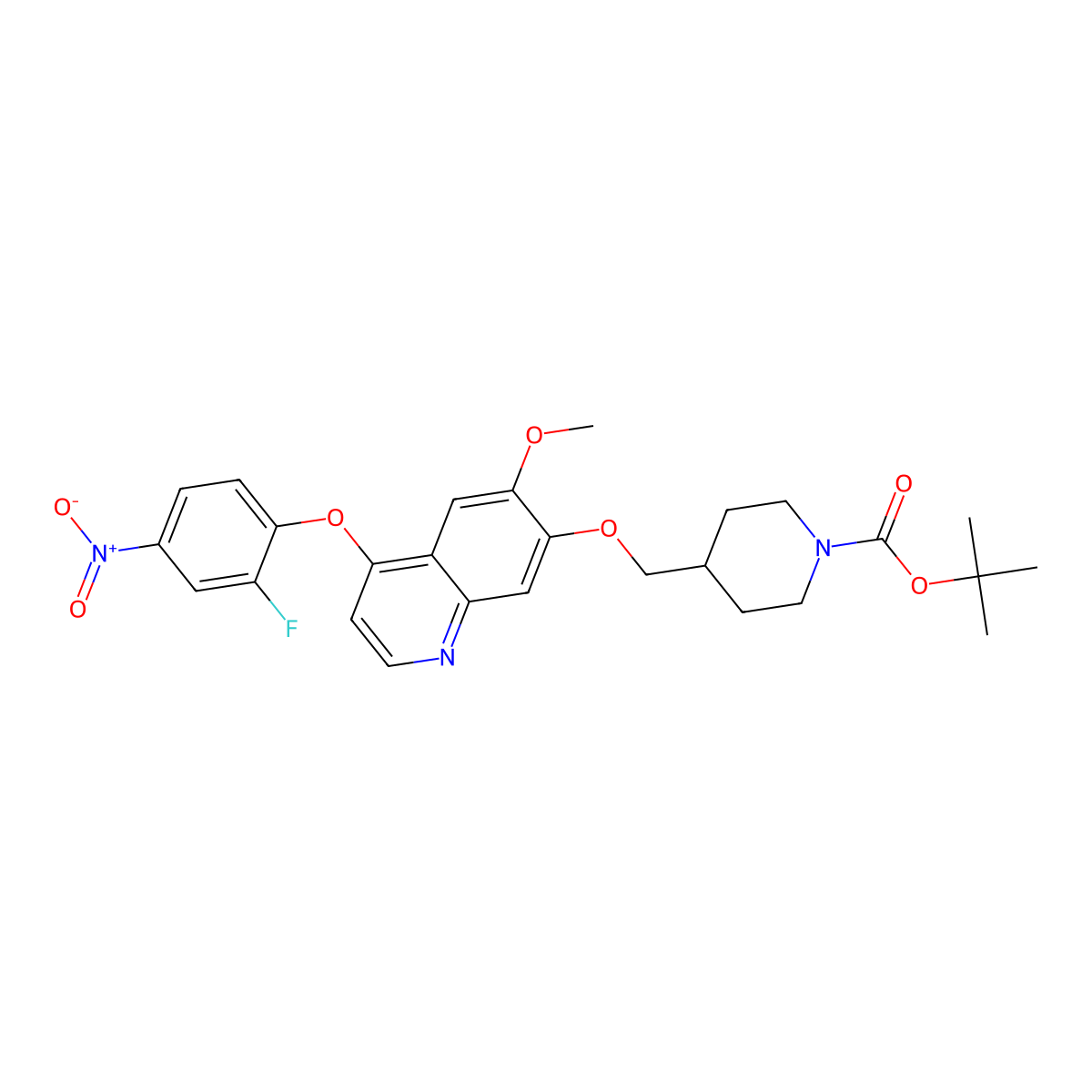 tert-Butyl 4-(((4-(2-fluoro-4-nitrophenoxy)-6-methoxyquinolin-7-yl)oxy)methyl)piperidine-1-carboxylate molecular structure, CAS 849217-45-4