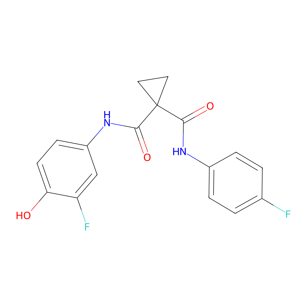 N-(3-Fluoro-4-hydroxyphenyl)-N'-(4-fluorophenyl)-1,1-cyclopropanedicarboxamide molecular structure, CAS 849217-58-9