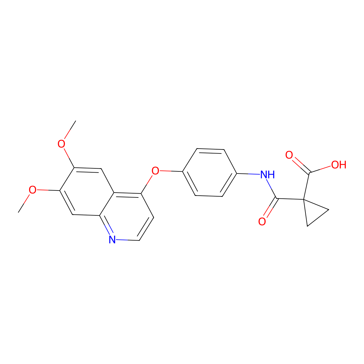 1-(((4-((6,7-Dimethoxy-4-quinolinyl)oxy)phenyl)amino)carbonyl)cyclopropanecarboxylic acid molecular structure, CAS 849217-77-2