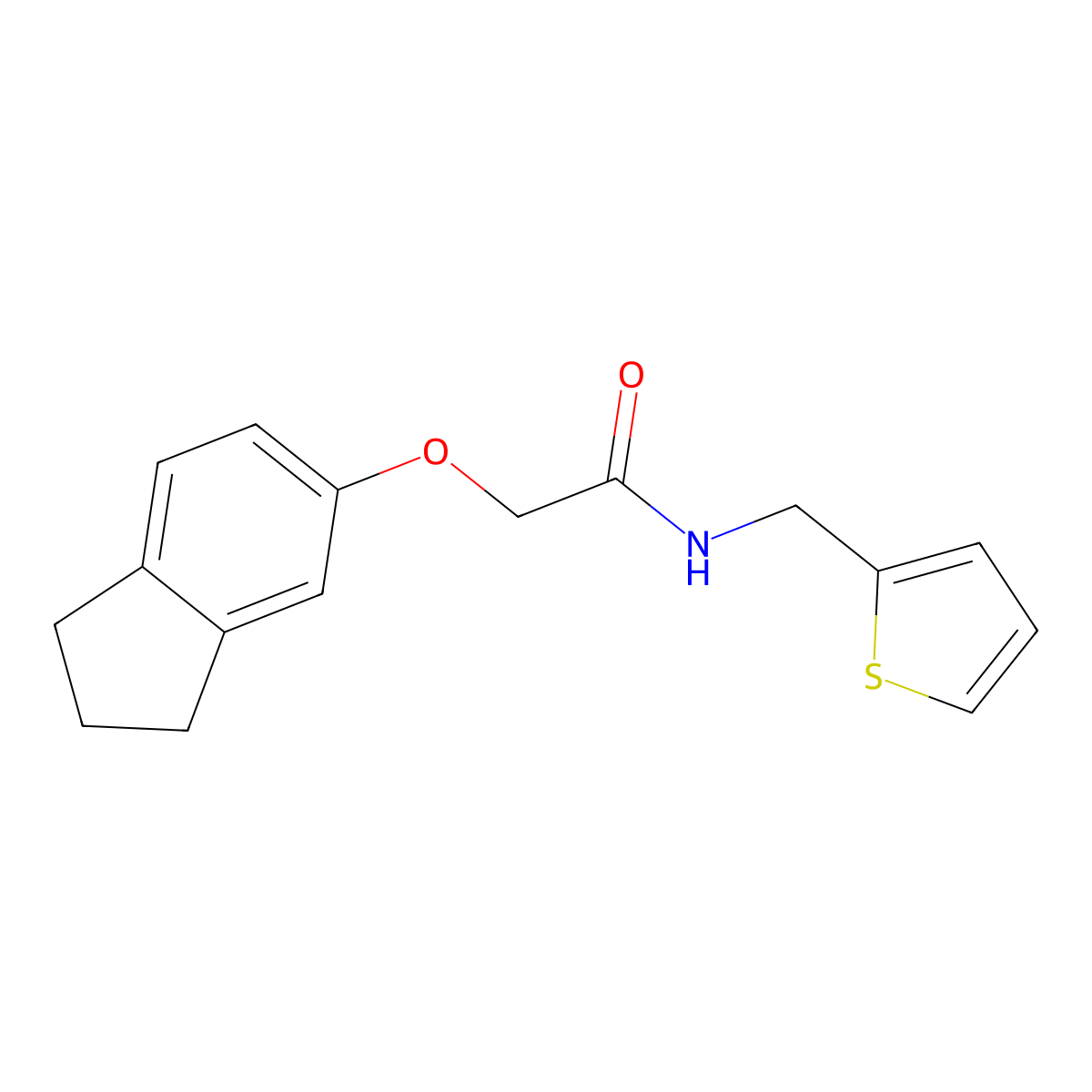 2-(2,3-dihydro-1H-inden-5-yloxy)-N-(thiophen-2-ylmethyl)acetamide molecular structure, CAS 849227-47-0