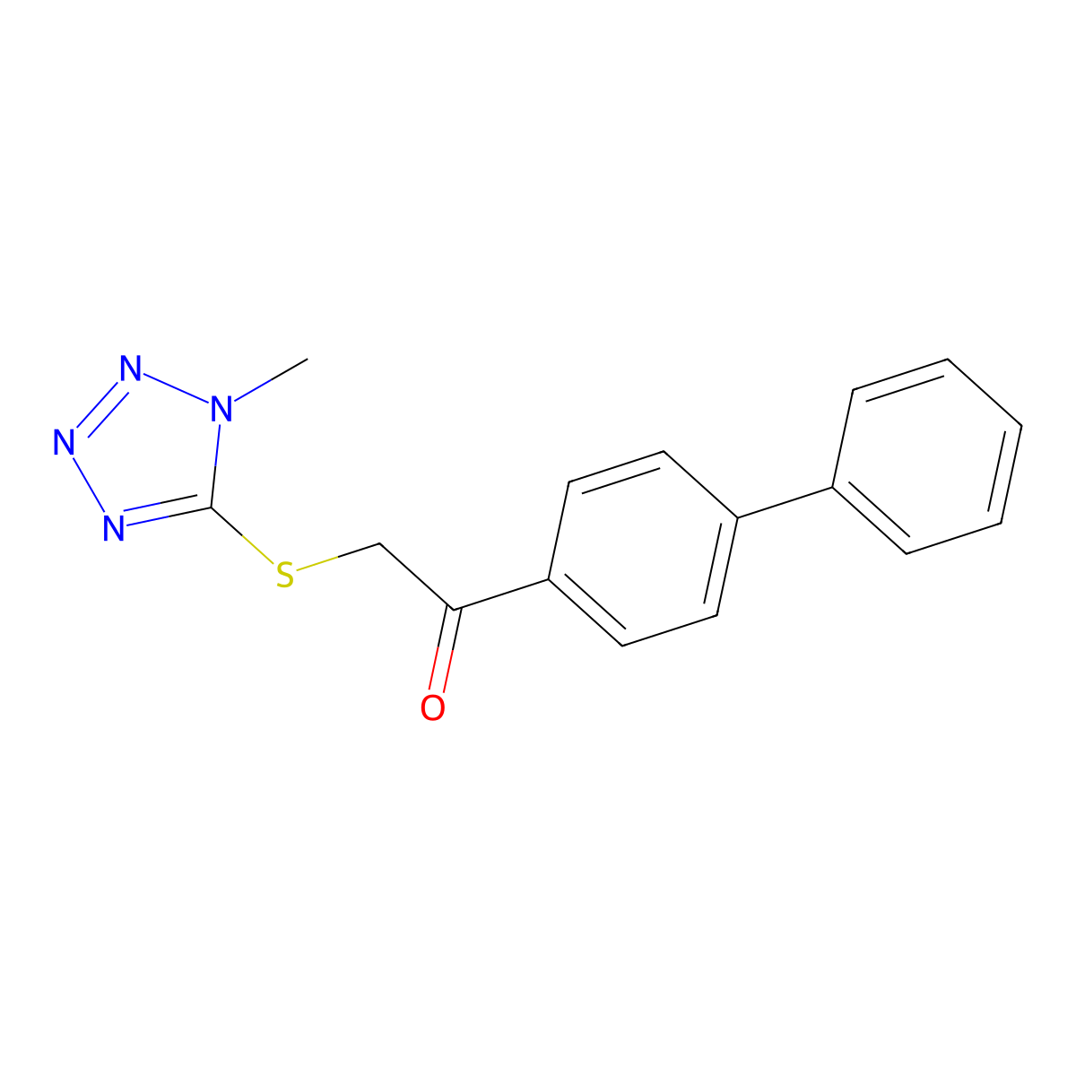 2-(1-Methyltetrazol-5-yl)sulfanyl-1-(4-phenylphenyl)ethanone molecular structure, CAS 849228-50-8
