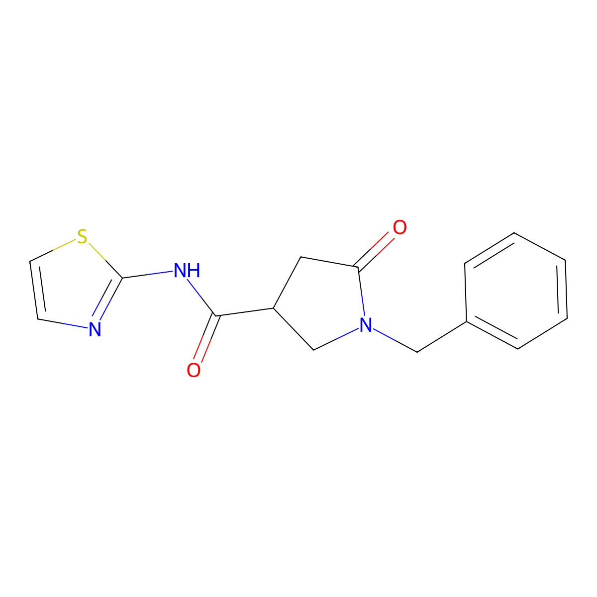 1-benzyl-5-oxo-N-(1,3-thiazol-2-yl)pyrrolidine-3-carboxamide molecular structure, CAS 849229-83-0