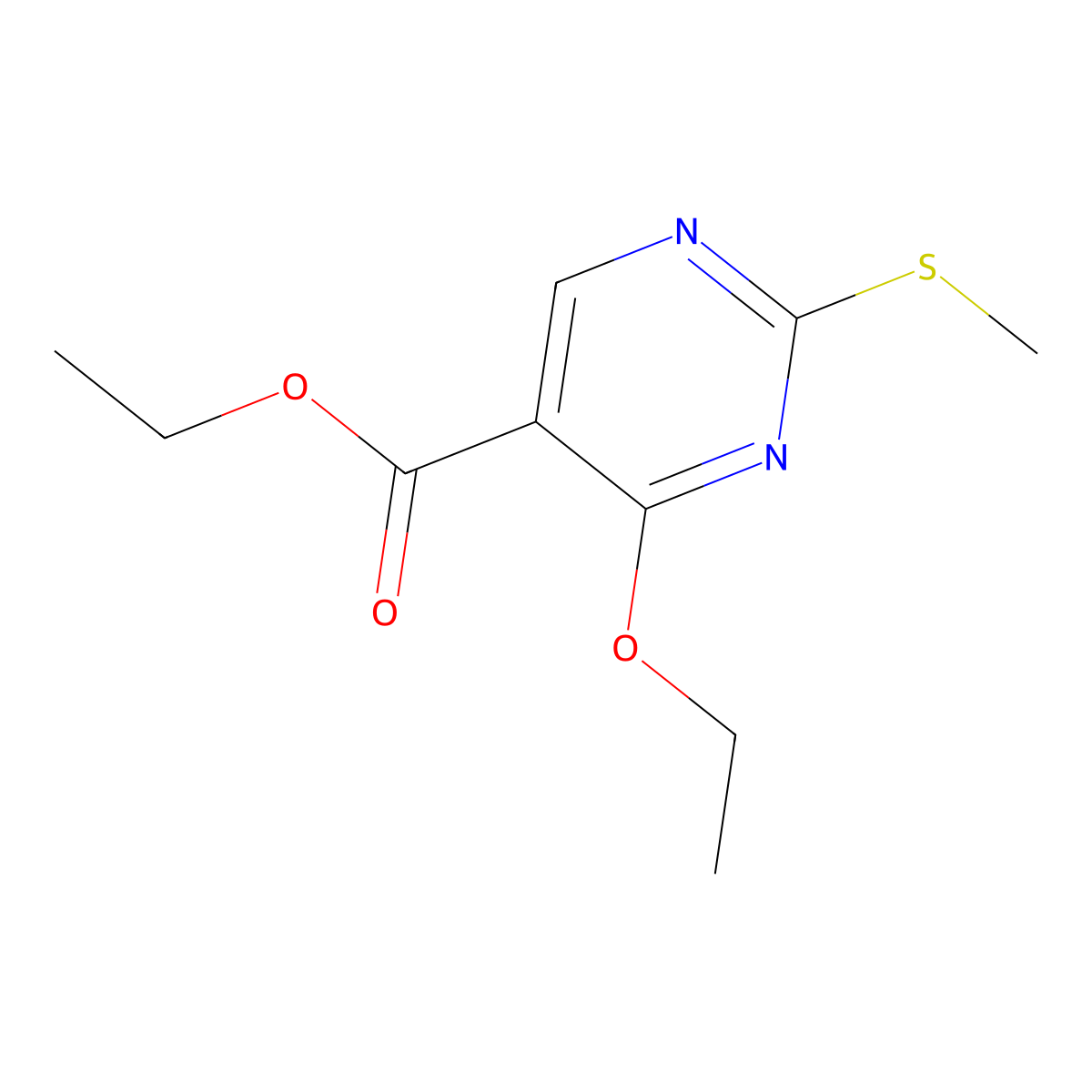 Ethyl 4-ethoxy-2-(methylthio)pyrimidine-5-carboxylate molecular structure, CAS 84923-27-3