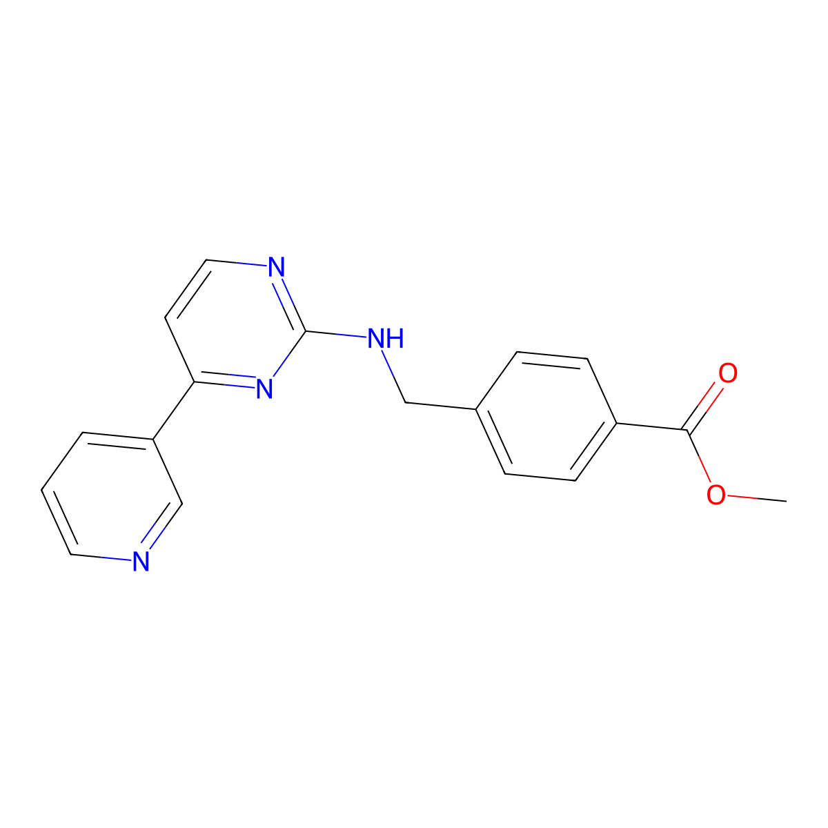 Methyl 4-(((4-(pyridin-3-yl)pyrimidin-2-yl)amino)methyl)benzoate molecular structure, CAS 849235-67-2
