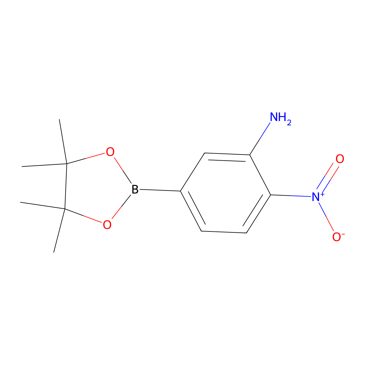 2-Nitro-5-(4,4,5,5-tetramethyl-1,3,2-dioxaborolan-2-yl)aniline molecular structure, CAS 849236-22-2