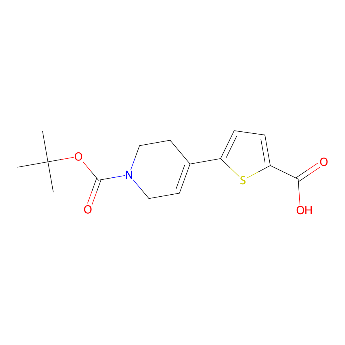 5-(1-(Tert-butoxycarbonyl)-1,2,3,6-tetrahydropyridin-4-yl)thiophene-2-carboxylic acid molecular structure, CAS 849237-21-4