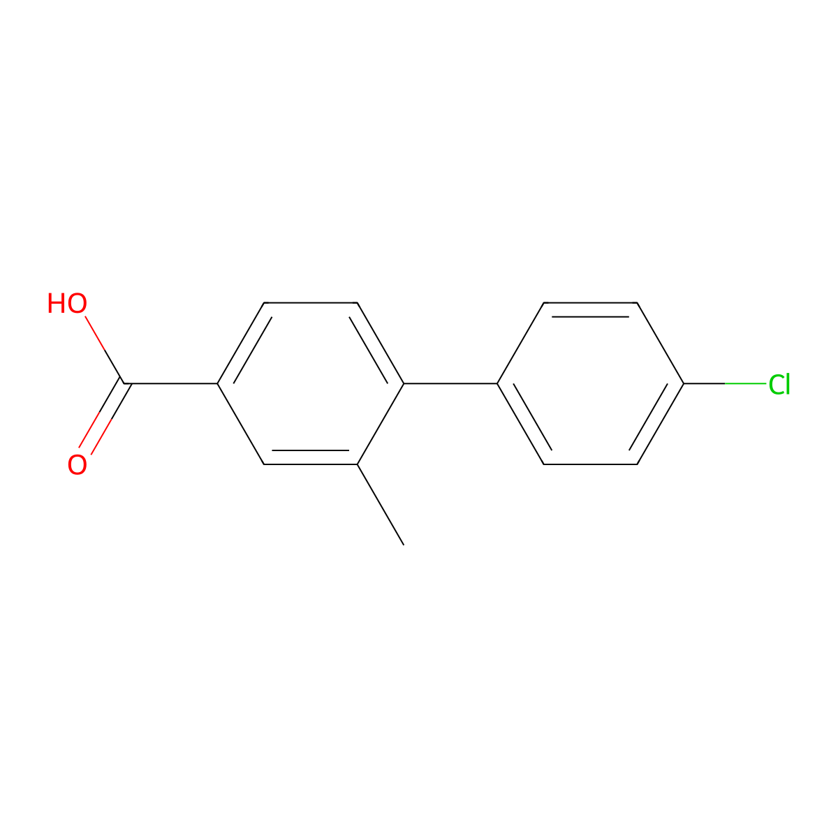 4-(4-Chlorophenyl)-3-methylbenzoic acid molecular structure, CAS 849239-85-6