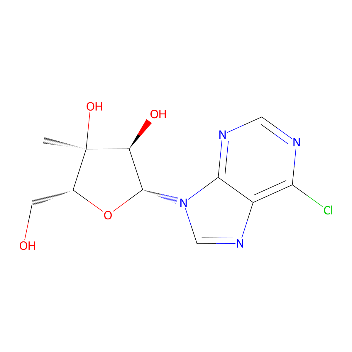 6-Chloro-9-(3-C-methyl-b-D-ribofuranosyl)-9H-purine molecular structure, CAS 849241-91-4