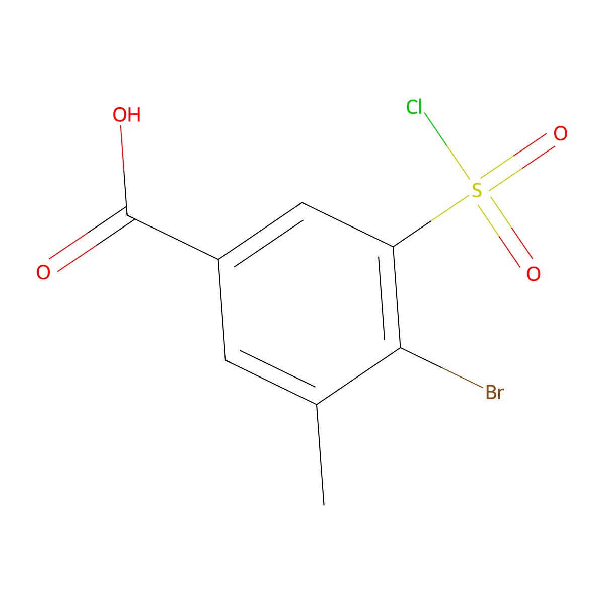 4-Bromo-3-(chlorosulfonyl)-5-methylbenzoic acid molecular structure, CAS 849333-58-0