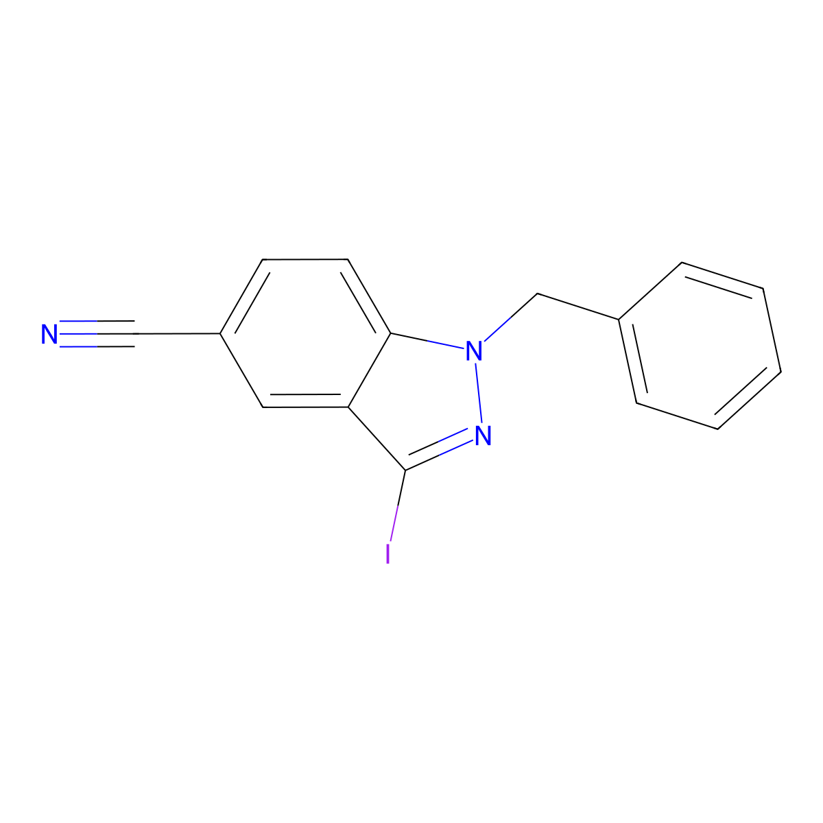 1-benzyl-3-iodo-1H-indazole-5-carbonitrile molecular structure, CAS 849359-57-5