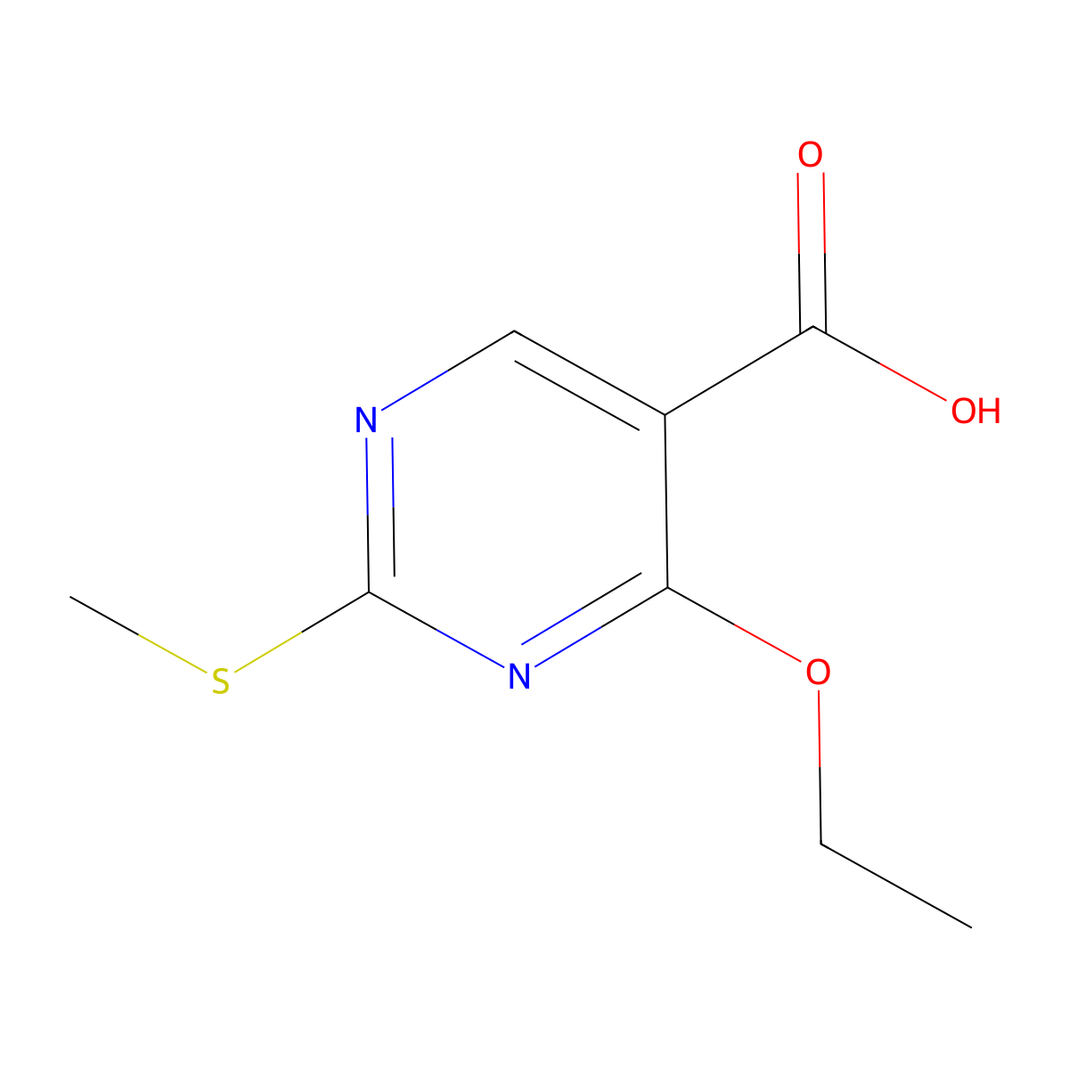 4-Ethoxy-2-(methylthio)pyrimidine-5-carboxylic acid molecular structure, CAS 84936-81-2