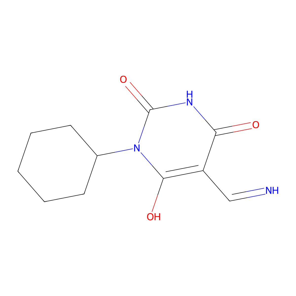 (5E)-5-(aminomethylidene)-1-cyclohexyl-1,3-diazinane-2,4,6-trione molecular structure, CAS 84941-33-3