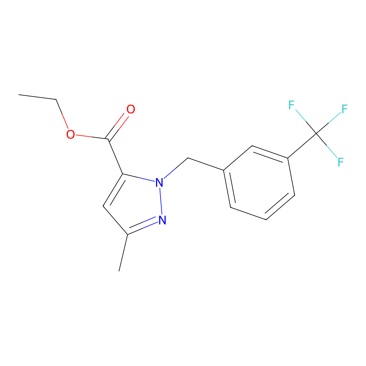 ethyl 3-methyl-1-[3-(trifluoromethyl)benzyl]-1H-pyrazole-5-carboxylate molecular structure, CAS 849465-20-9
