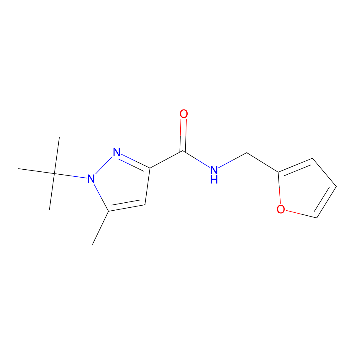 1-tert-butyl-N-(furan-2-ylmethyl)-5-methylpyrazole-3-carboxamide molecular structure, CAS 849465-24-3