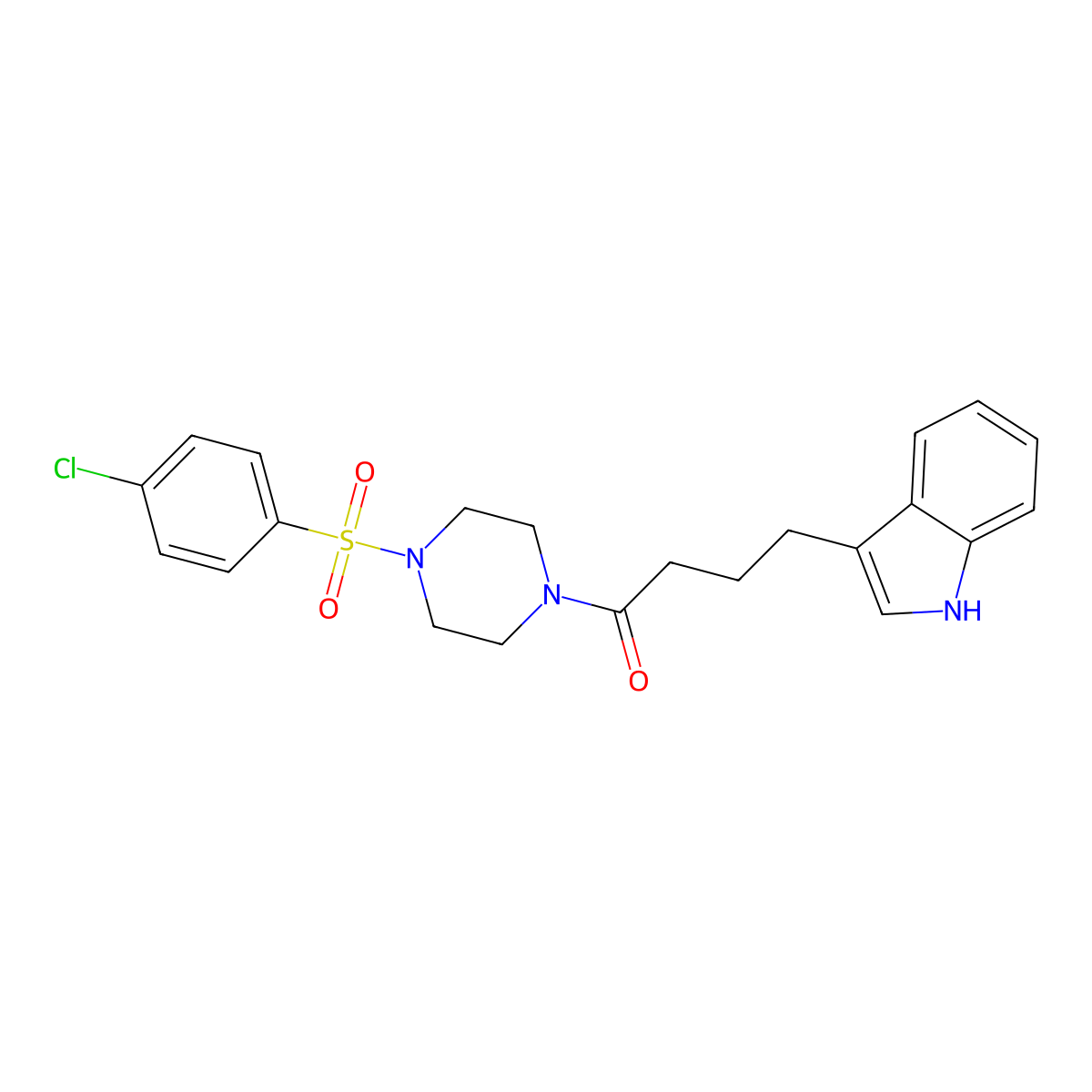 1-{4-[(4-chlorophenyl)sulfonyl]piperazin-1-yl}-4-(1H-indol-3-yl)butan-1-one molecular structure, CAS 849477-55-0