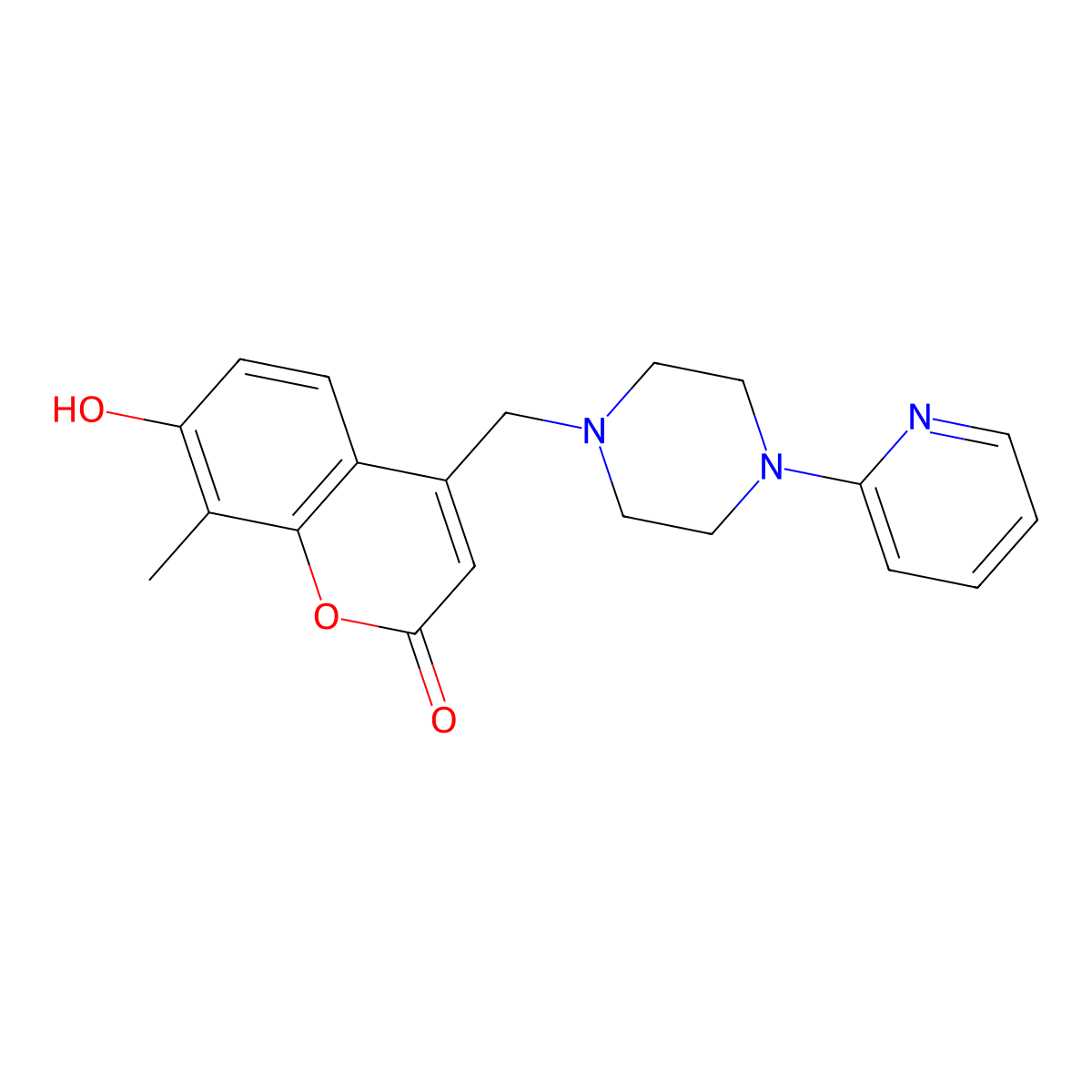 7-hydroxy-8-methyl-4-{[4-(pyridin-2-yl)piperazin-1-yl]methyl}-2H-chromen-2-one molecular structure, CAS 849484-48-6