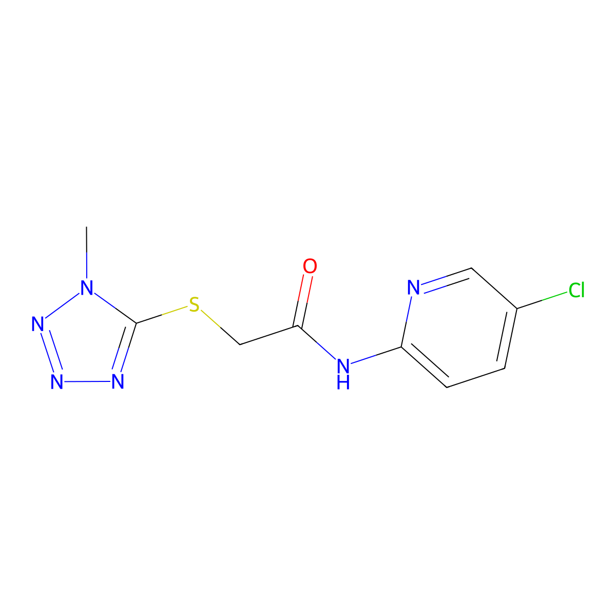 N-(5-chloropyridin-2-yl)-2-(1-methyltetrazol-5-yl)sulfanylacetamide molecular structure, CAS 849484-61-3