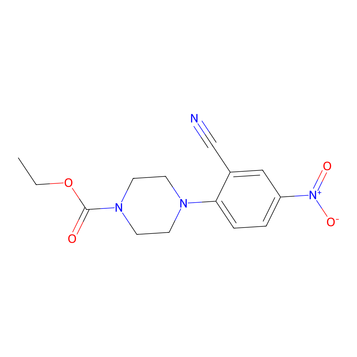 Ethyl 4-(2-cyano-4-nitrophenyl)piperazine-1-carboxylate molecular structure, CAS 849484-94-2