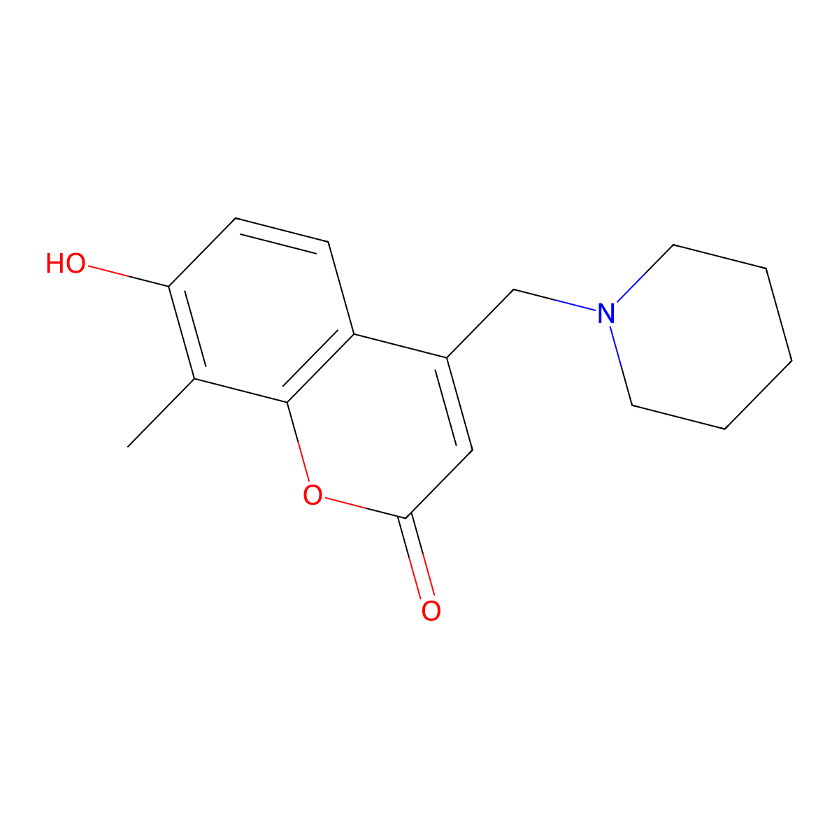 7-hydroxy-8-methyl-4-(piperidin-1-ylmethyl)-2H-chromen-2-one molecular structure, CAS 849512-86-3