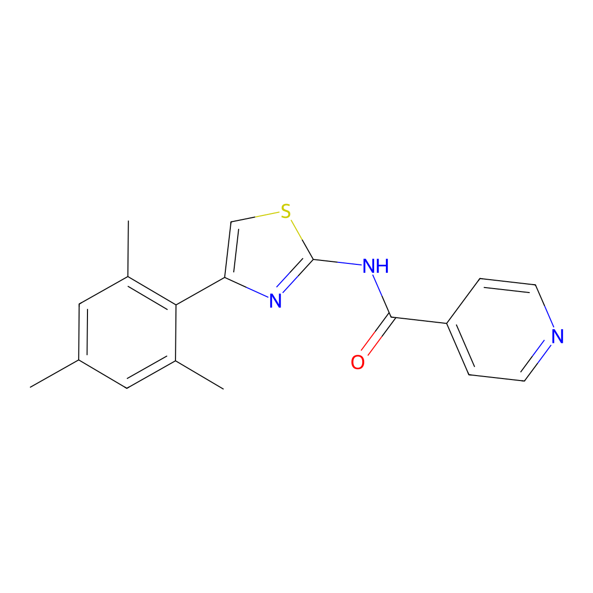 N-[4-(2,4,6-Trimethylphenyl)-2-thiazolyl]-4-pyridinecarboxamide molecular structure, CAS 849513-58-2