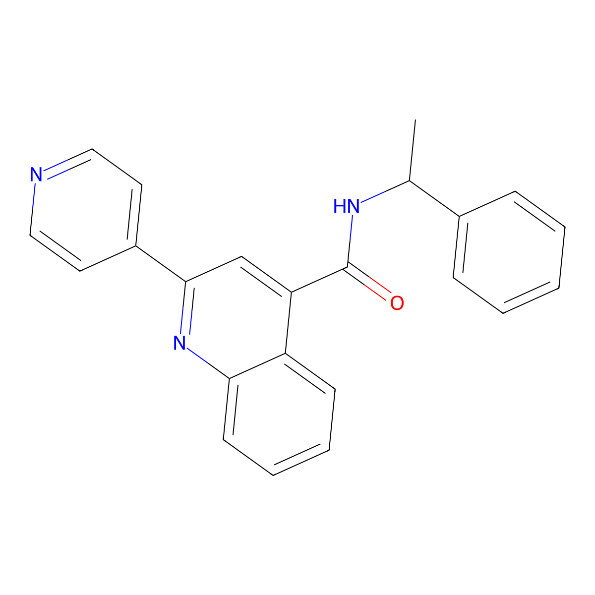 N-(1-phenylethyl)-2-(pyridin-4-yl)quinoline-4-carboxamide molecular structure, CAS 849516-97-8