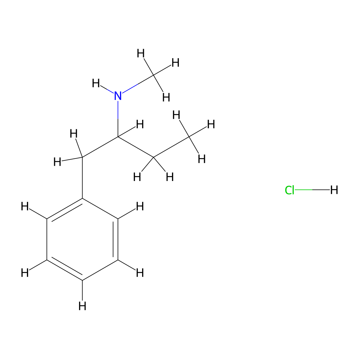 2-Methylamino-1-phenylbutane hydrochloride molecular structure, CAS 84952-63-6