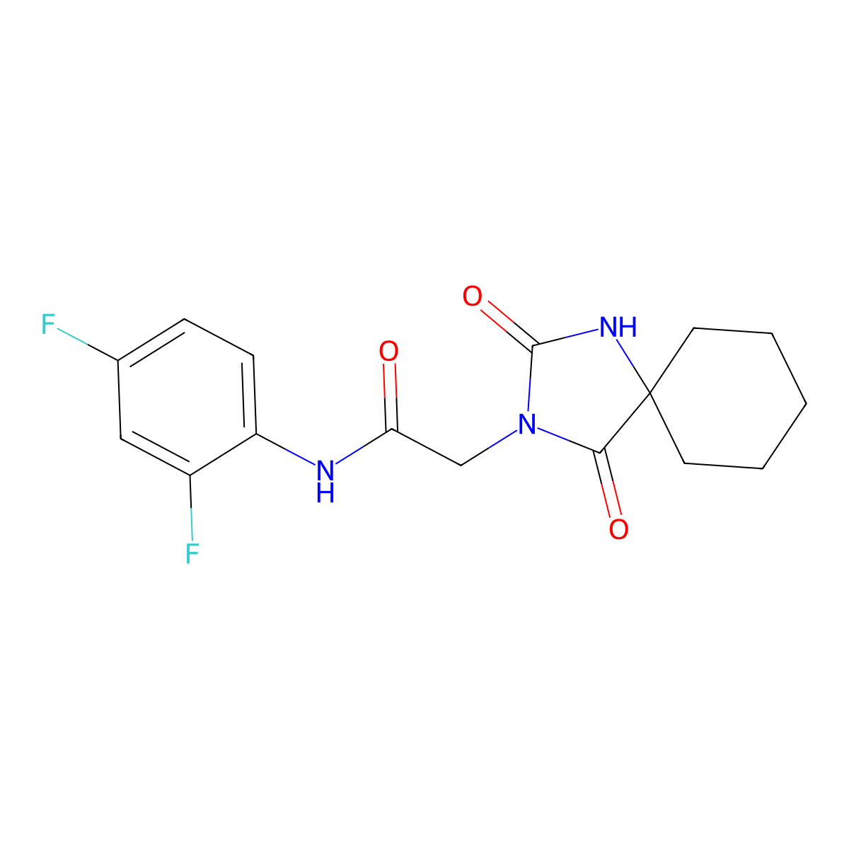 N-(2,4-difluorophenyl)-2-(2,4-dioxo-1,3-diazaspiro[4.5]dec-3-yl)acetamide molecular structure, CAS 849520-79-2