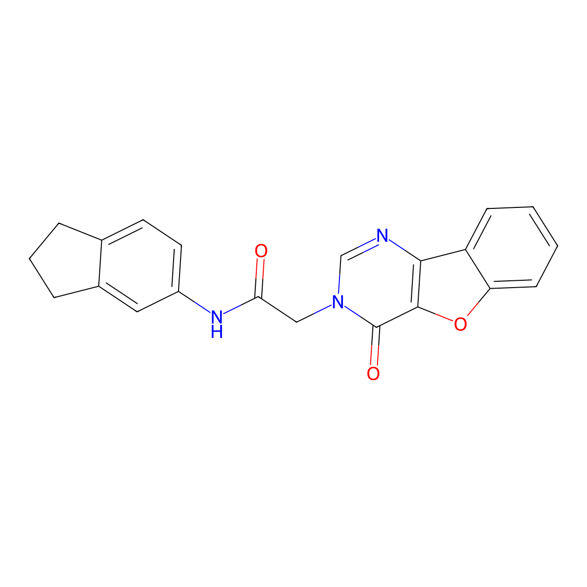 N-(2,3-dihydro-1H-inden-5-yl)-2-(4-oxobenzofuro[3,2-d]pyrimidin-3(4H)-yl)acetamide molecular structure, CAS 849521-84-2