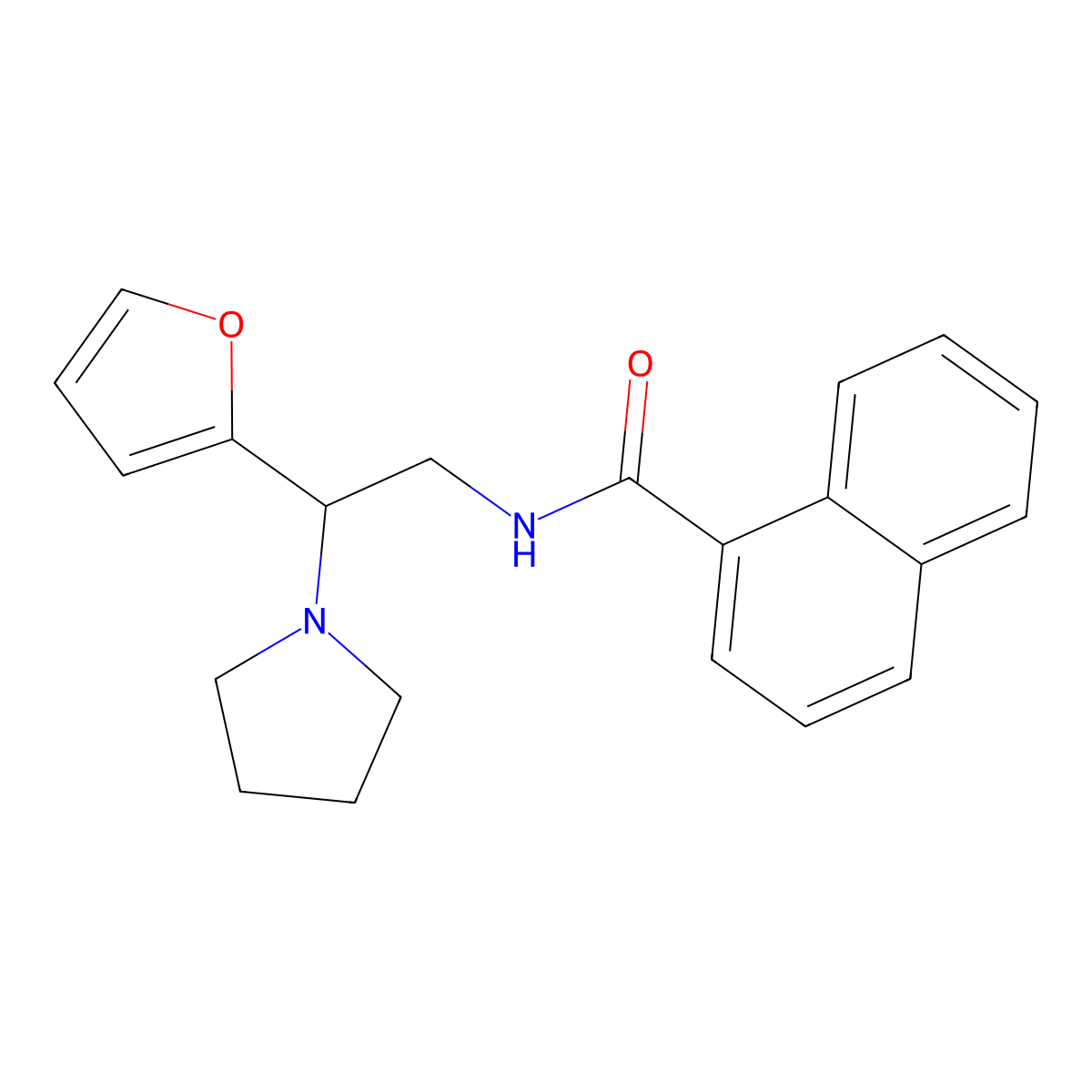 N-[2-(furan-2-yl)-2-(pyrrolidin-1-yl)ethyl]naphthalene-1-carboxamide molecular structure, CAS 849526-55-2