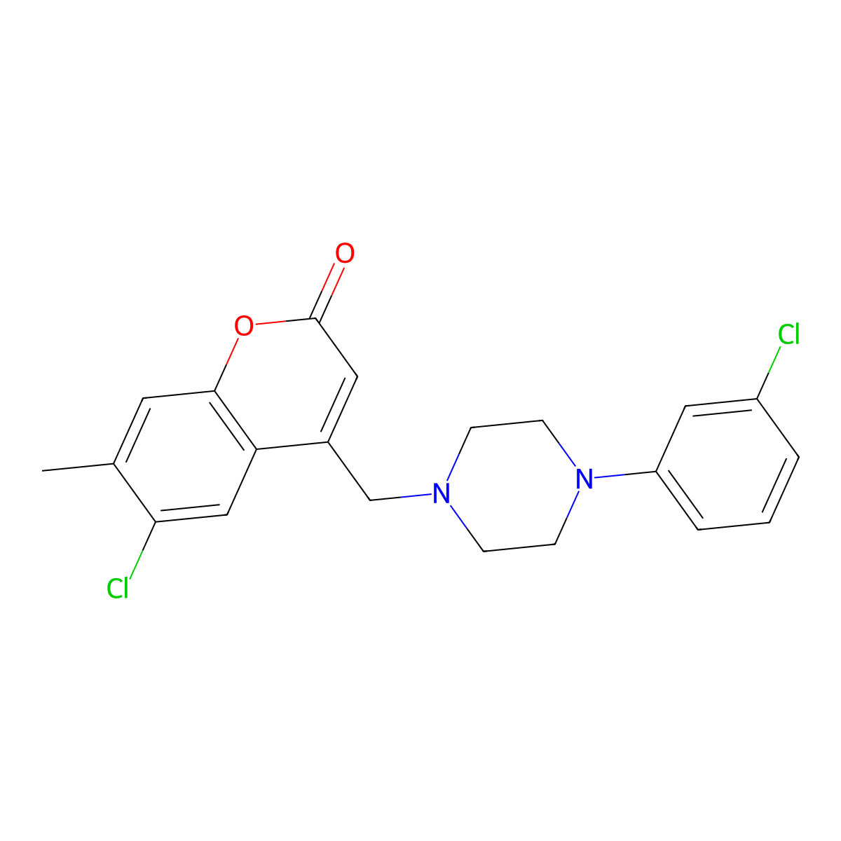 6-chloro-4-{[4-(3-chlorophenyl)piperazin-1-yl]methyl}-7-methyl-2H-chromen-2-one molecular structure, CAS 849528-72-9
