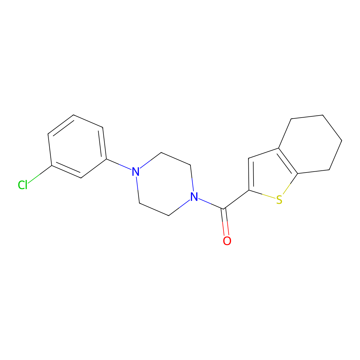 1-(3-Chlorophenyl)-4-(4,5,6,7-tetrahydro-1-benzothiophene-2-carbonyl)piperazine molecular structure, CAS 849532-49-6