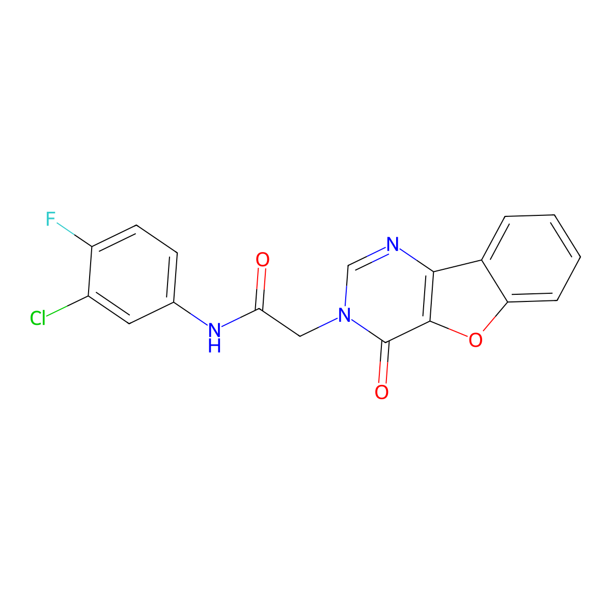 N-(3-chloro-4-fluorophenyl)-2-(4-oxo-[1]benzofuro[3,2-d]pyrimidin-3-yl)acetamide molecular structure, CAS 849532-89-4