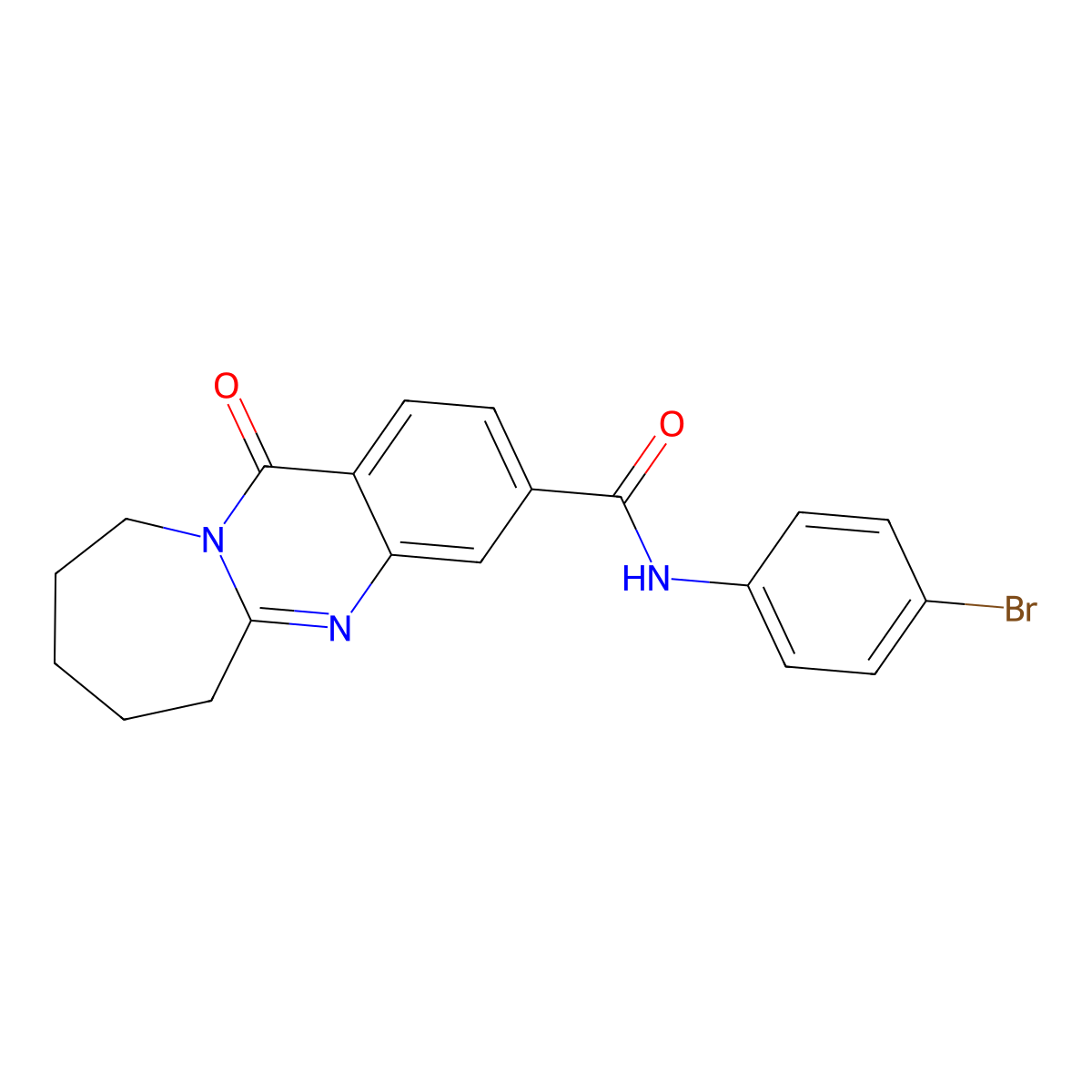 N-(4-bromophenyl)-12-oxo-6,7,8,9,10,12-hexahydroazepino[2,1-b]quinazoline-3-carboxamide molecular structure, CAS 849536-03-4