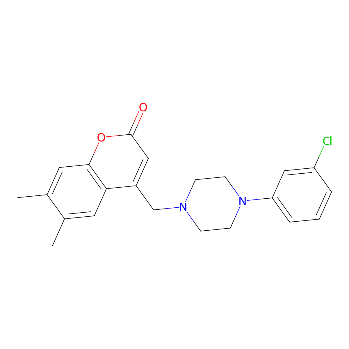 4-{[4-(3-chlorophenyl)piperazin-1-yl]methyl}-6,7-dimethyl-2H-chromen-2-one molecular structure, CAS 849537-71-9