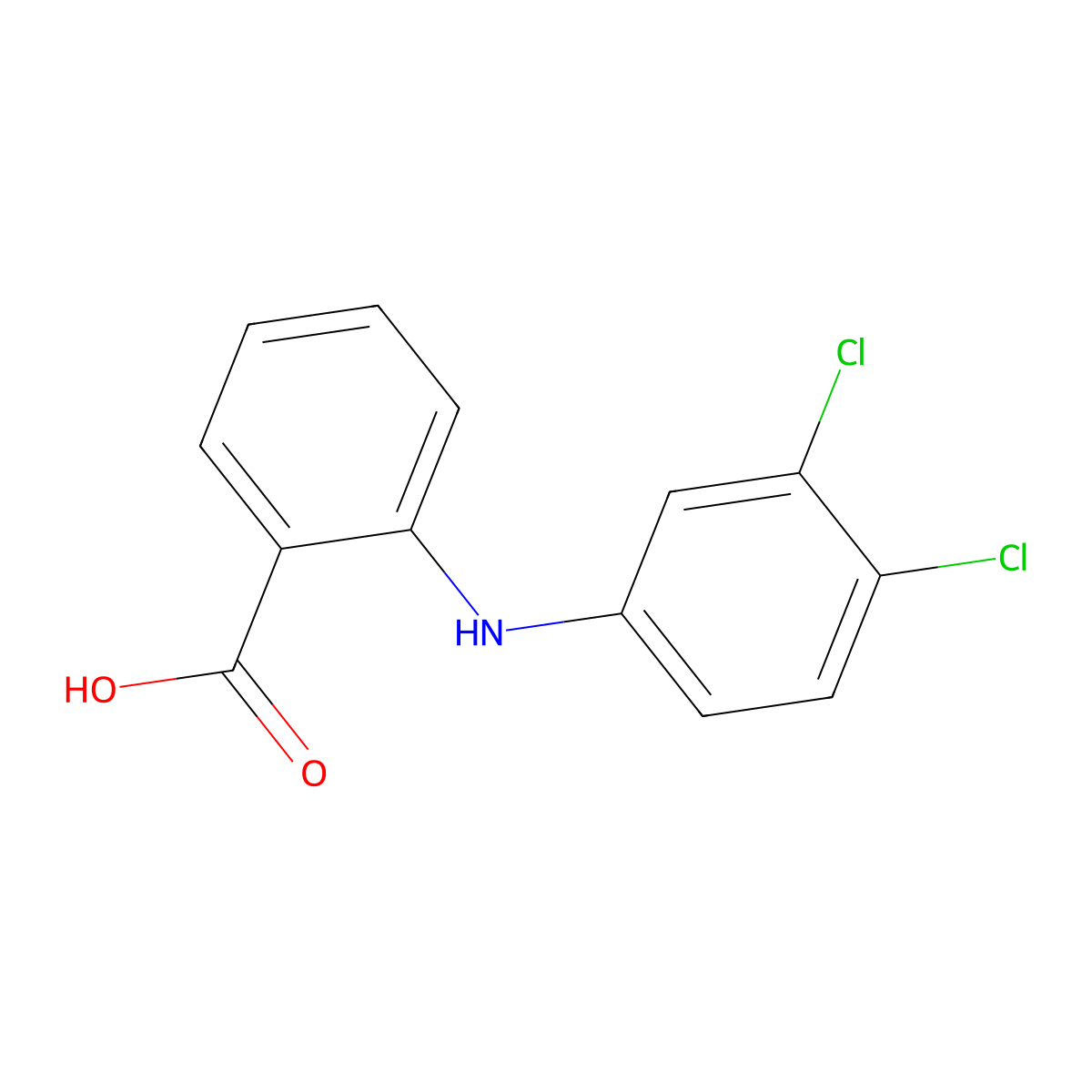 2-[(3,4-Dichlorophenyl)amino]benzoic acid molecular structure, CAS 84954-91-6