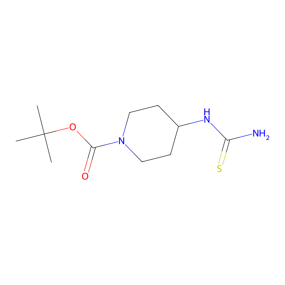 Tert-butyl 4-(carbamothioylamino)piperidine-1-carboxylate molecular structure, CAS 849546-62-9