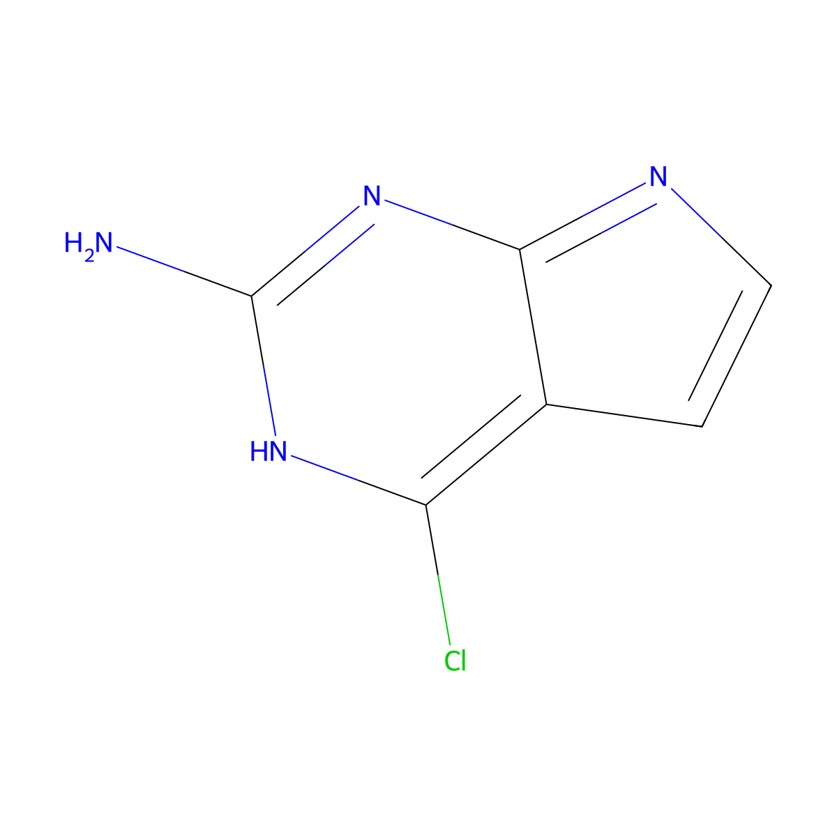 4-chloro-3H-pyrrolo[2,3-d]pyrimidin-2-amine molecular structure, CAS 84955-31-7