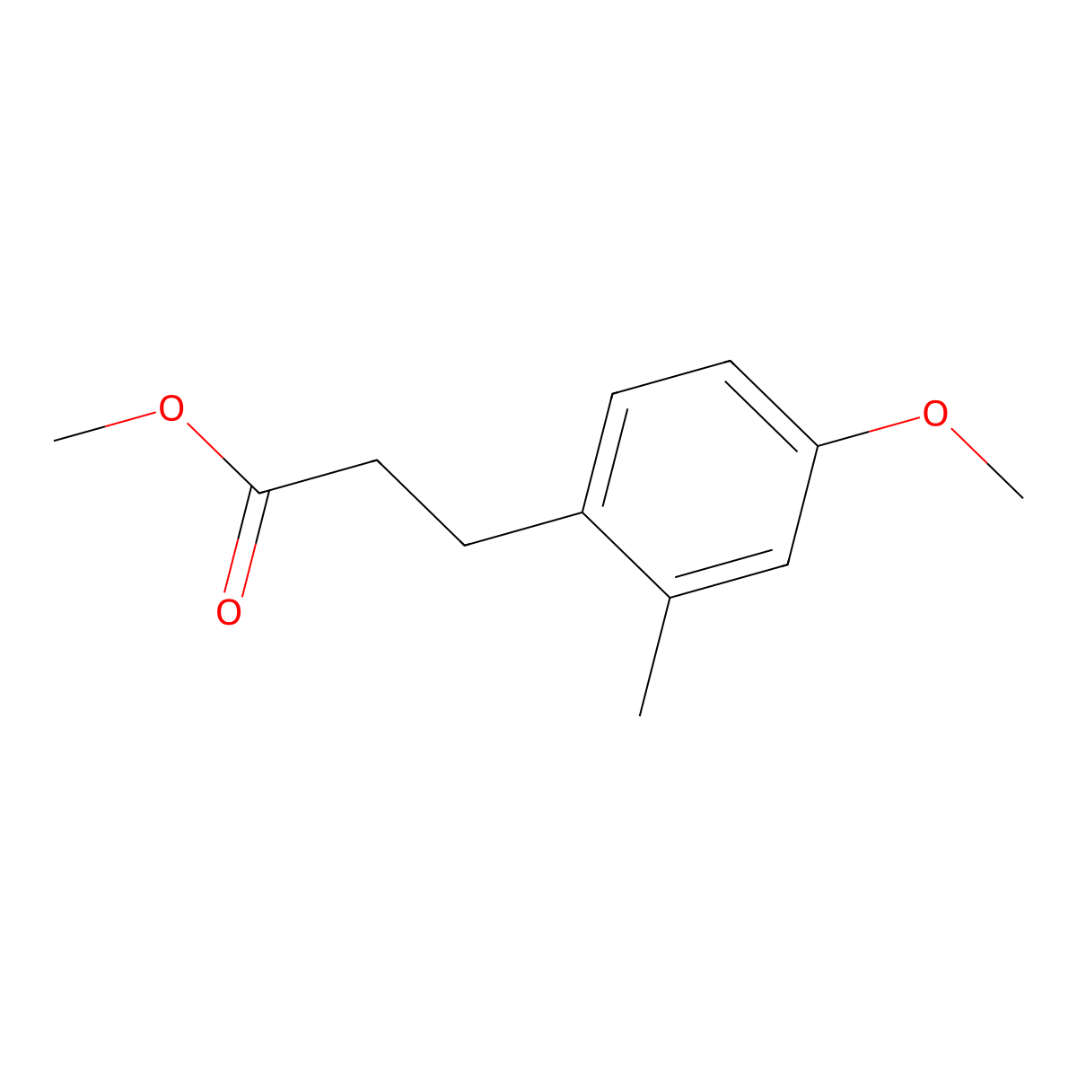 Methyl 3-(4-methoxy-2-methylphenyl)propanoate molecular structure, CAS 849586-52-3