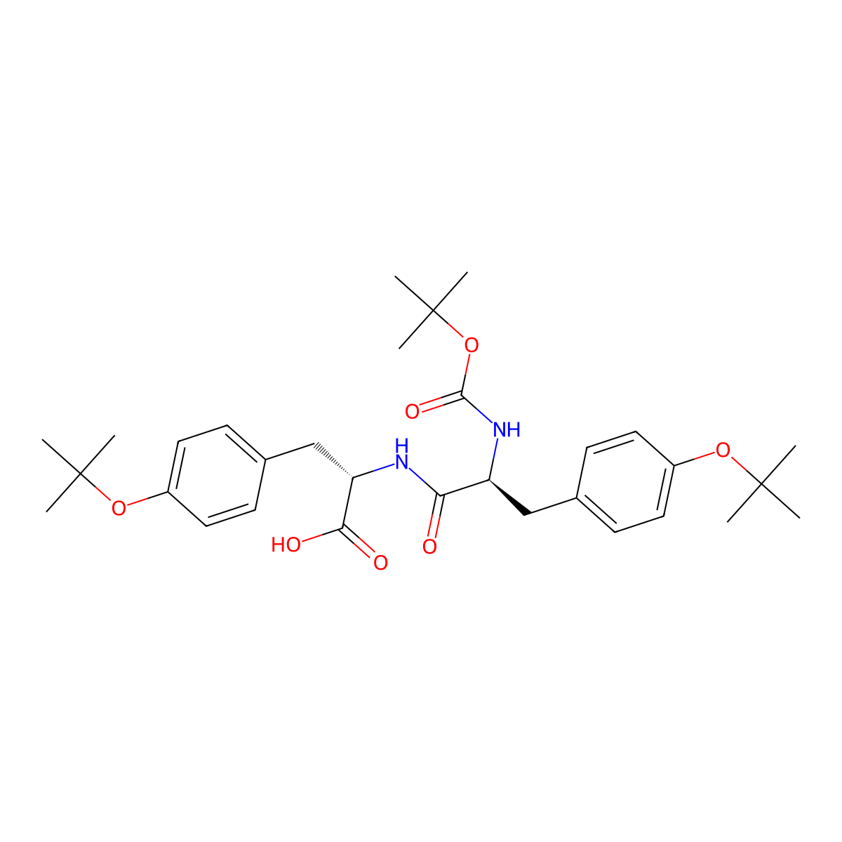 (S)-3-(4-(tert-Butoxy)phenyl)-2-((S)-3-(4-(tert-butoxy)phenyl)-2-((tert-butoxycarbonyl)amino)propanamido)propanoic acid molecular structure, CAS 849605-29-4