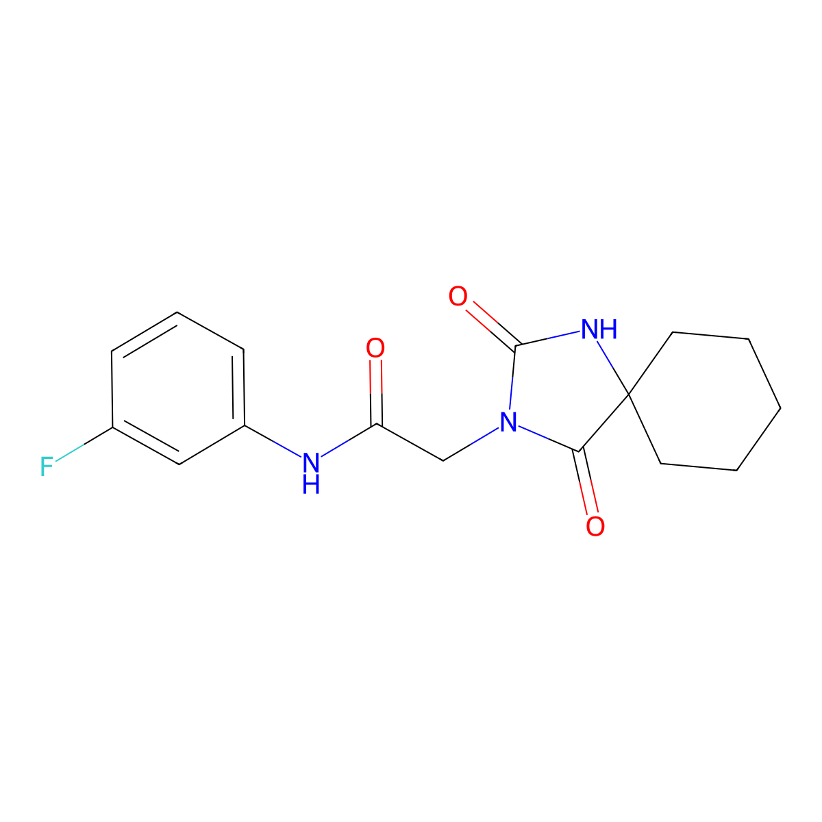 2-(2,4-dioxo-1,3-diazaspiro[4.5]dec-3-yl)-N-(3-fluorophenyl)acetamide molecular structure, CAS 849620-63-9