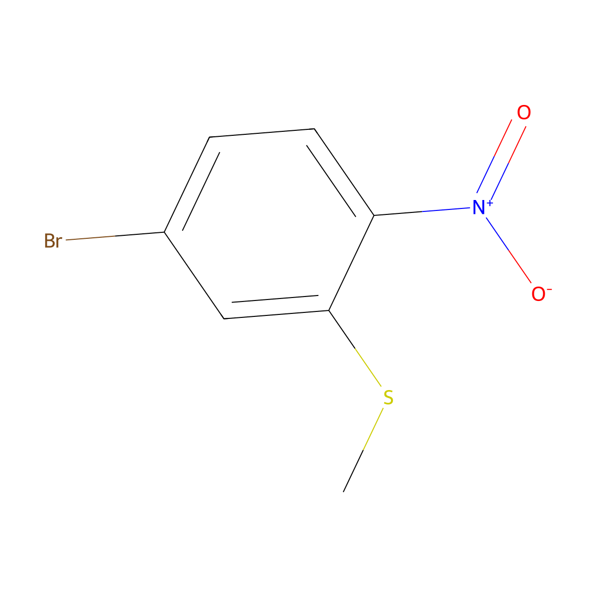 Benzene, 4-bromo-2-(methylthio)-1-nitro- molecular structure, CAS 849623-34-3
