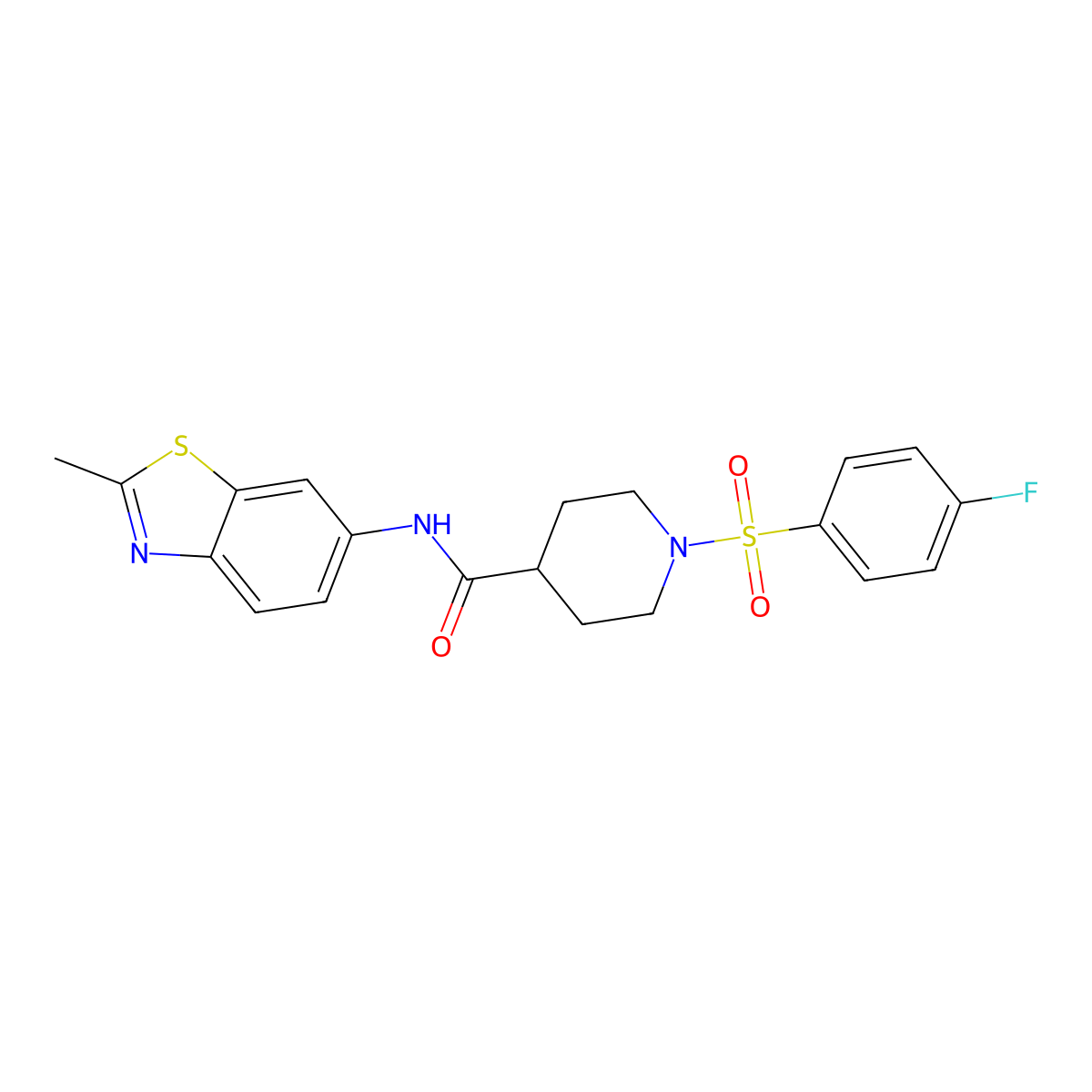 1-(4-fluorobenzenesulfonyl)-N-(2-methyl-1,3-benzothiazol-6-yl)piperidine-4-carboxamide molecular structure, CAS 849624-95-9