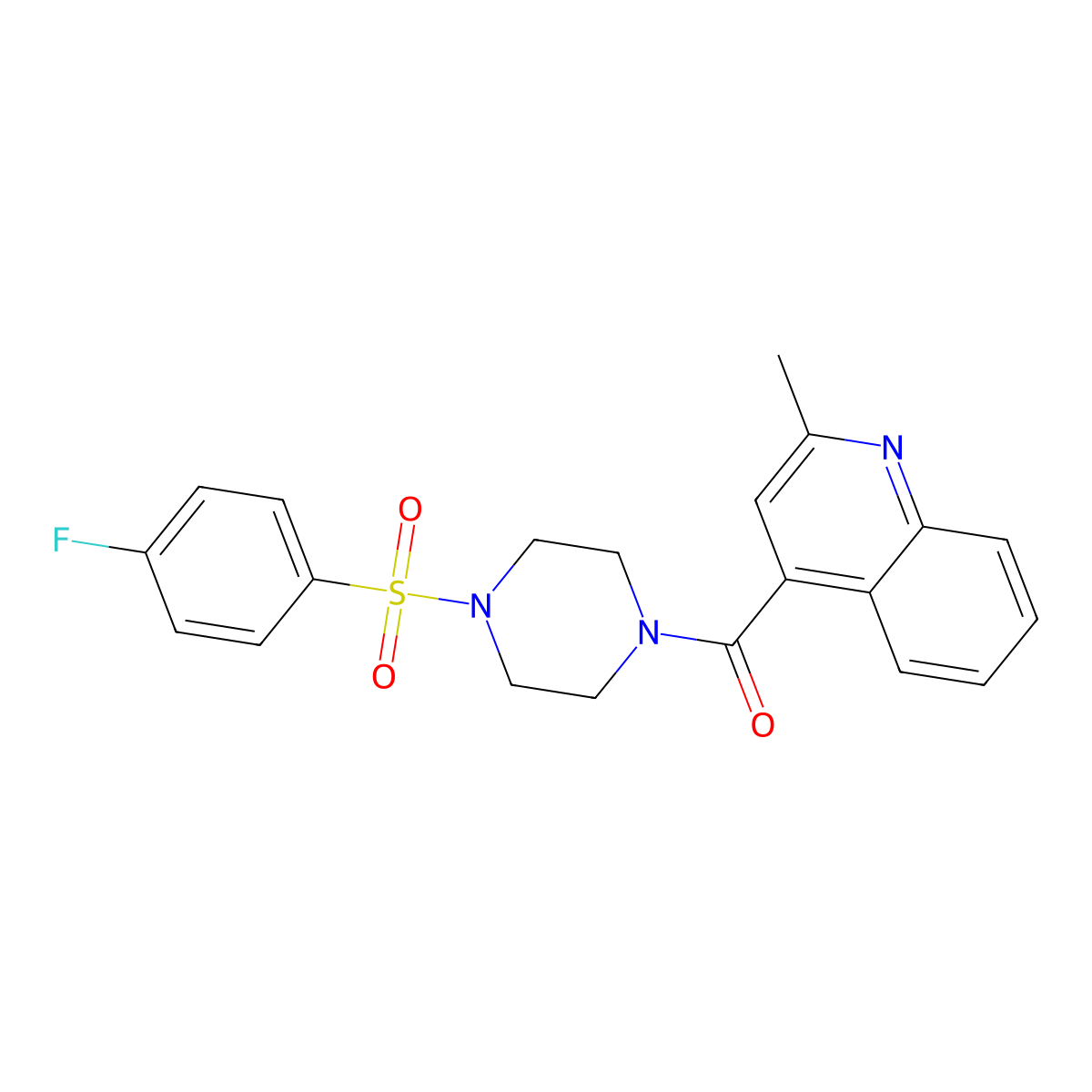 {4-[(4-Fluorophenyl)sulfonyl]piperazin-1-yl}(2-methylquinolin-4-yl)methanone molecular structure, CAS 849625-70-3