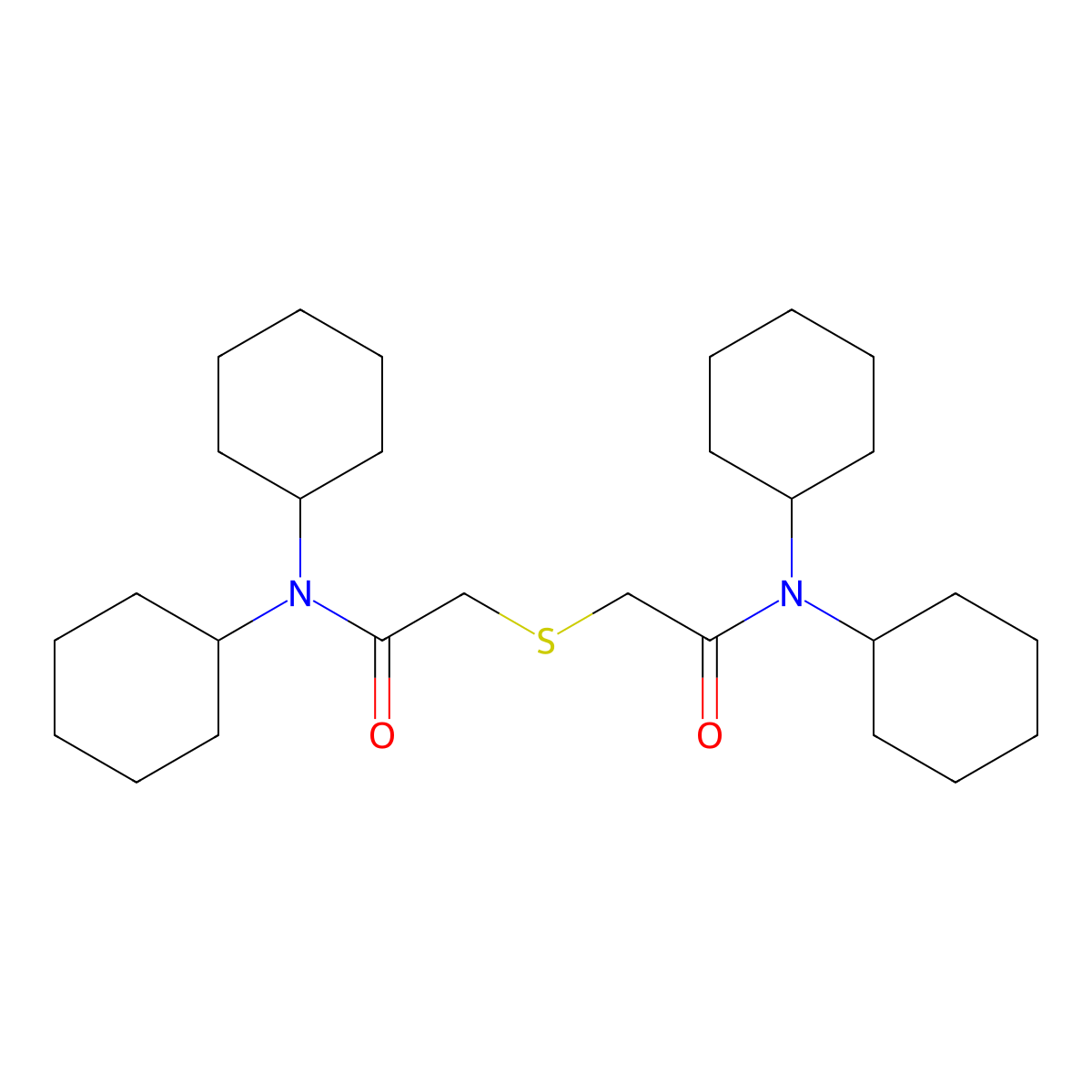 2,2'-Sulfanediylbis(N,N-dicyclohexylacetamide) molecular structure, CAS 849629-03-4