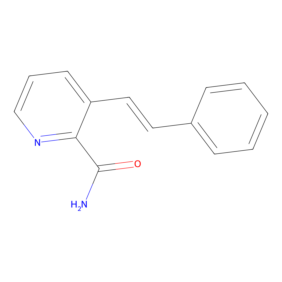 (E)-3-(2-Phenylvinyl)pyridine-2-carboxamide molecular structure, CAS 84963-36-0